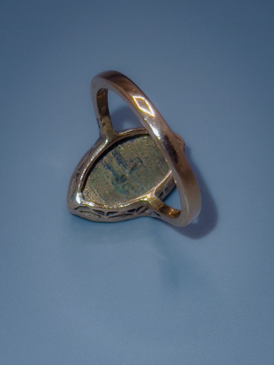 Bague En Or 18 K Sertie En Son Centre D’un Diamant Taille Rose-photo-2
