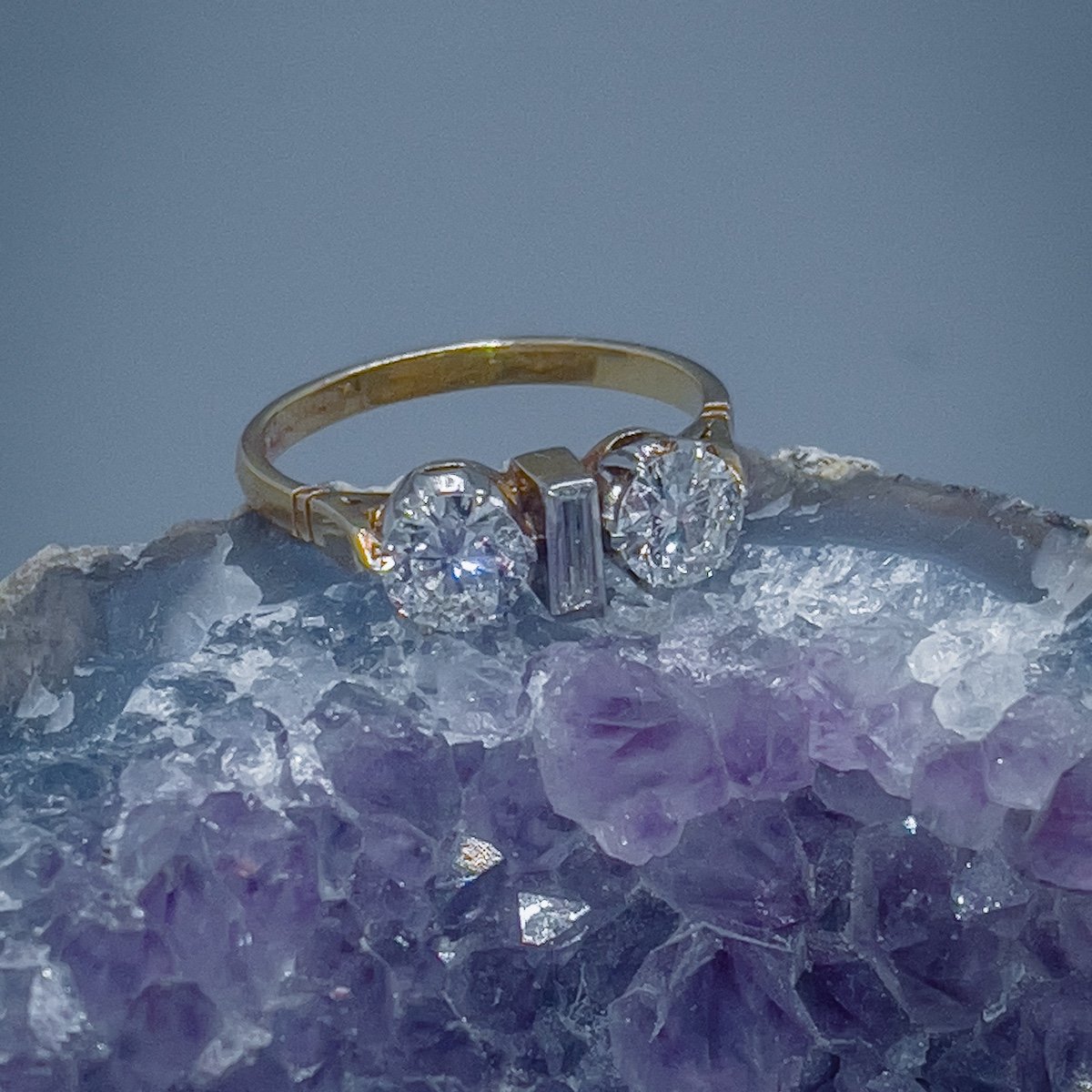 Bague Art Déco Toi Et Moi Sertie De Deux Diamants De Respectivement-photo-2