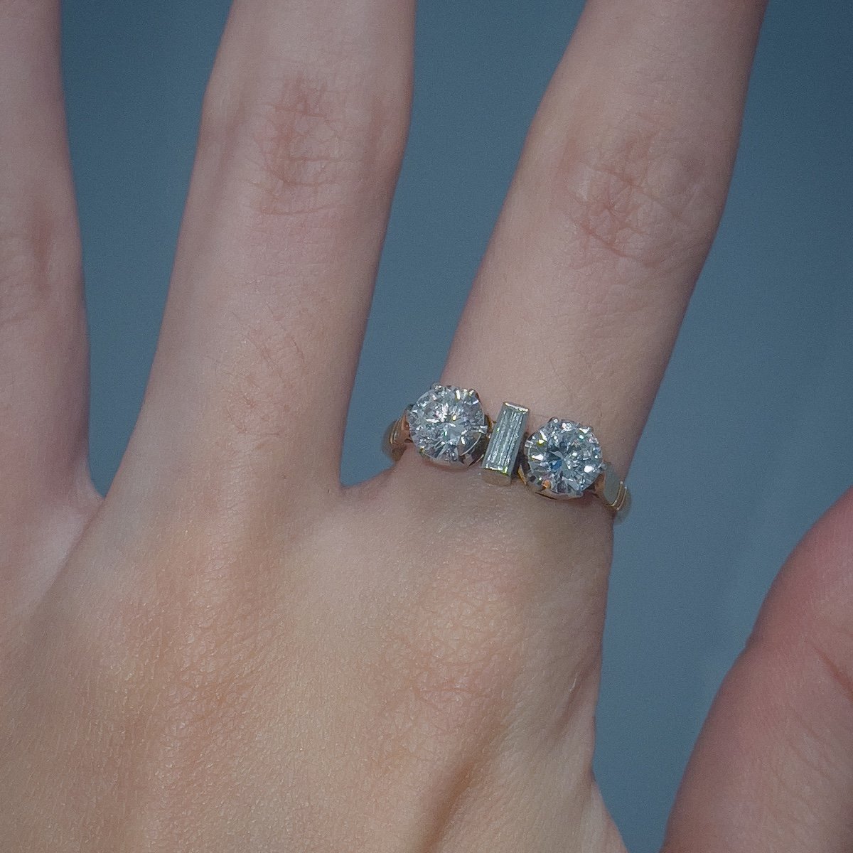 Bague Art Déco Toi Et Moi Sertie De Deux Diamants De Respectivement-photo-3