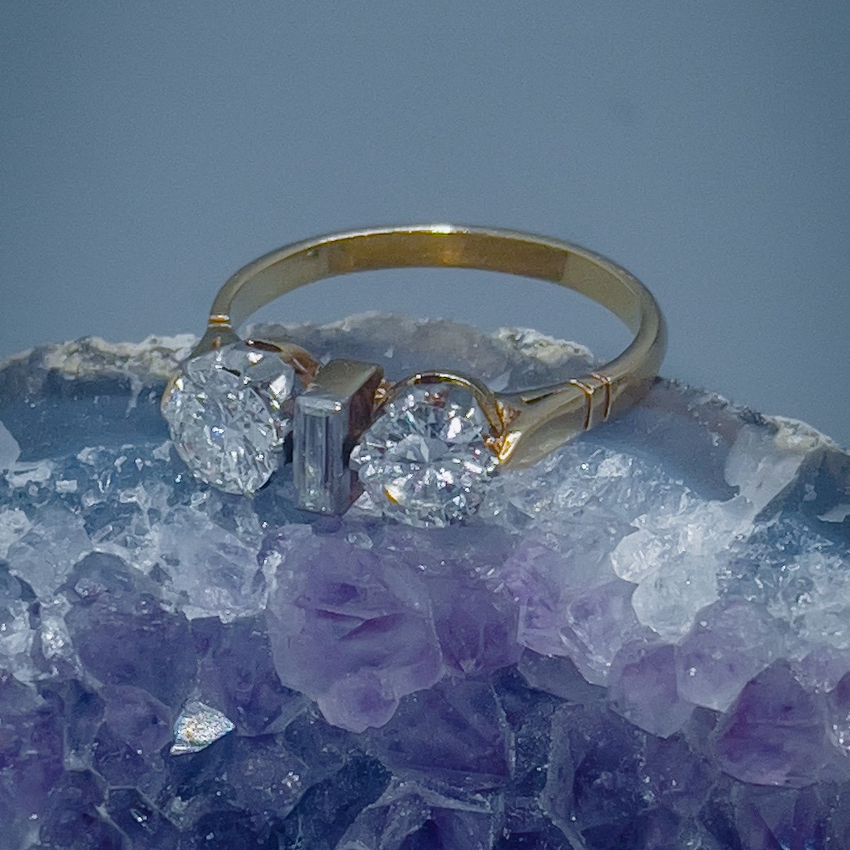 Bague Art Déco Toi Et Moi Sertie De Deux Diamants De Respectivement-photo-4