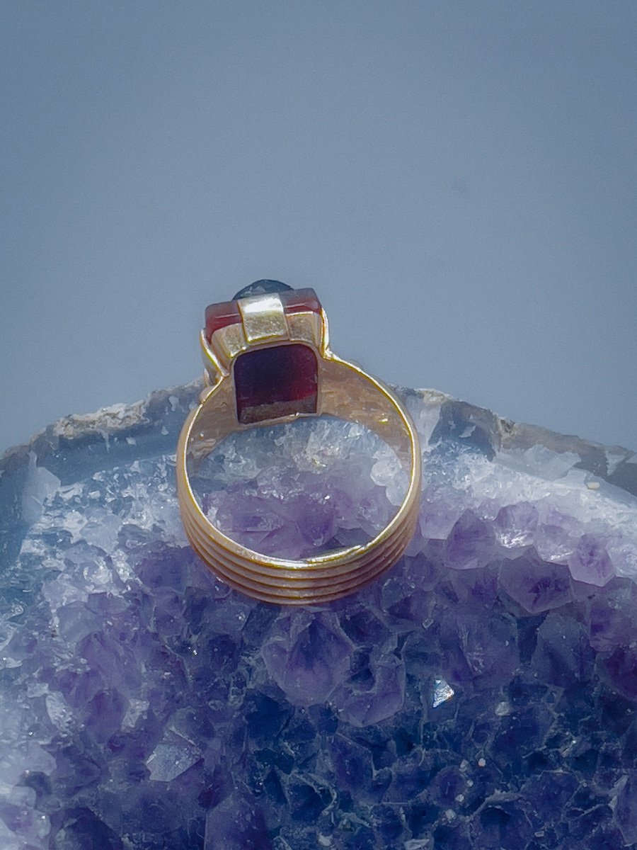 18 K Gold Ring Set With An Agate Cameo In The Profile Of Henri Iv-photo-3