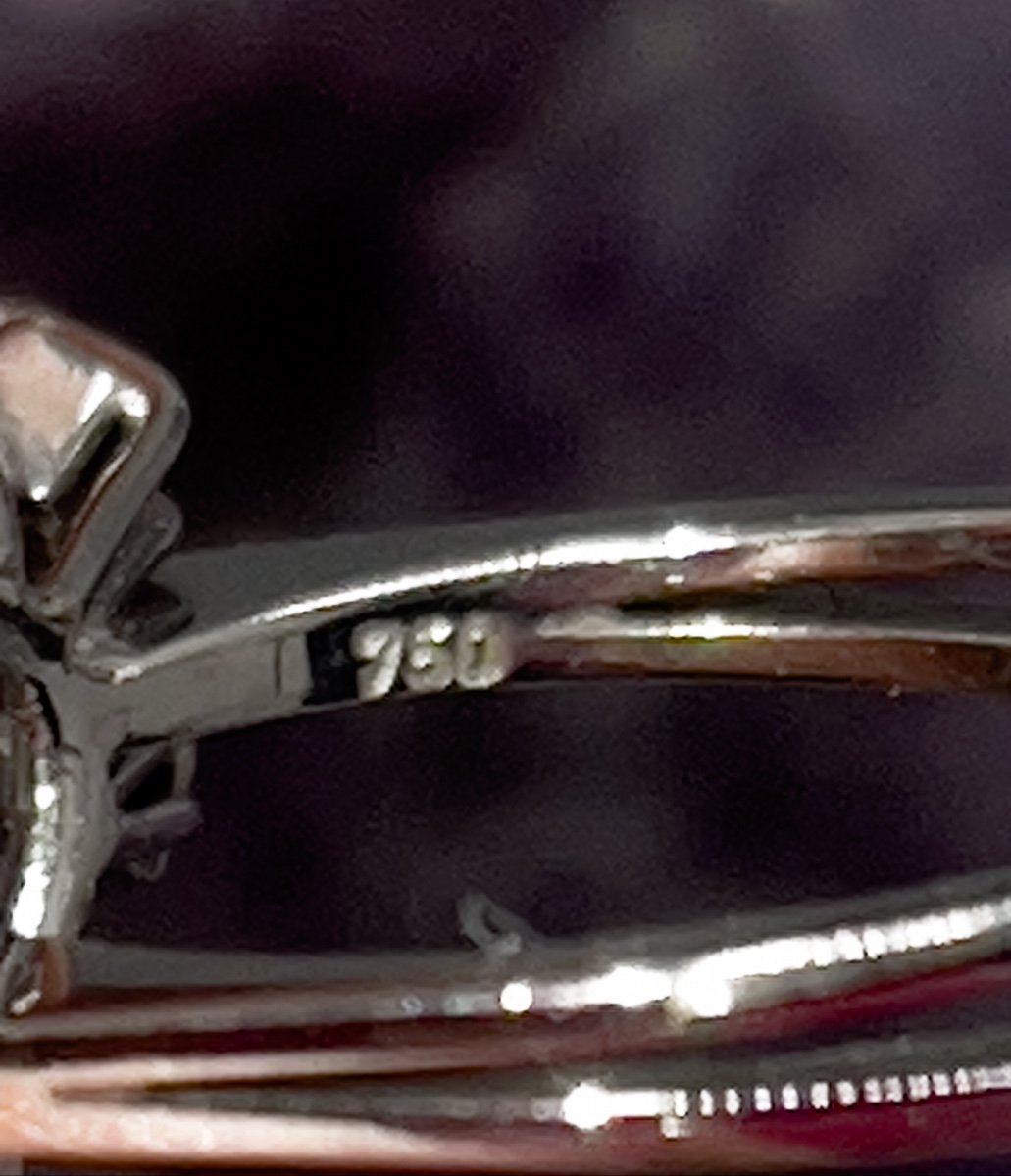 Vintage Ring In 18 K White Gold, Rubies And Diamonds-photo-2