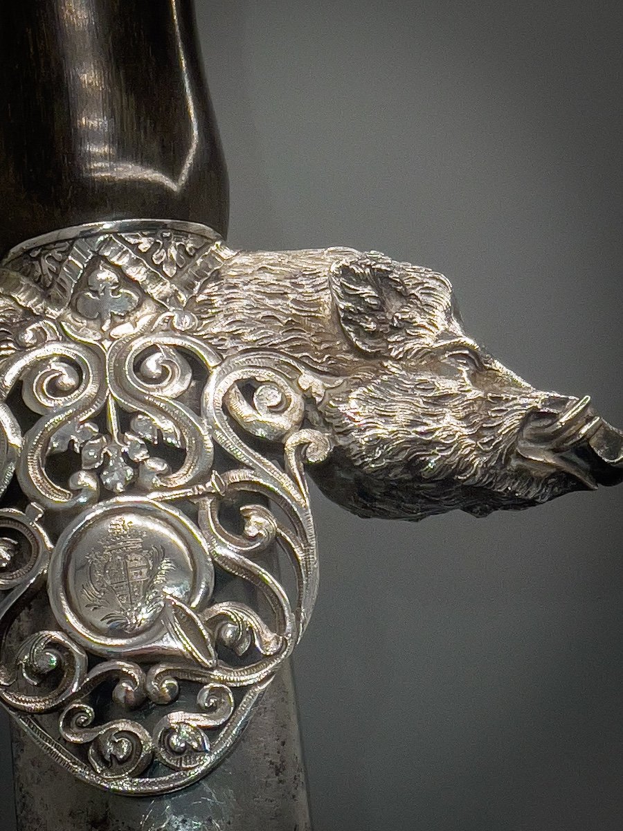 Dague De Chasse, Monture En Argent Massif-photo-4