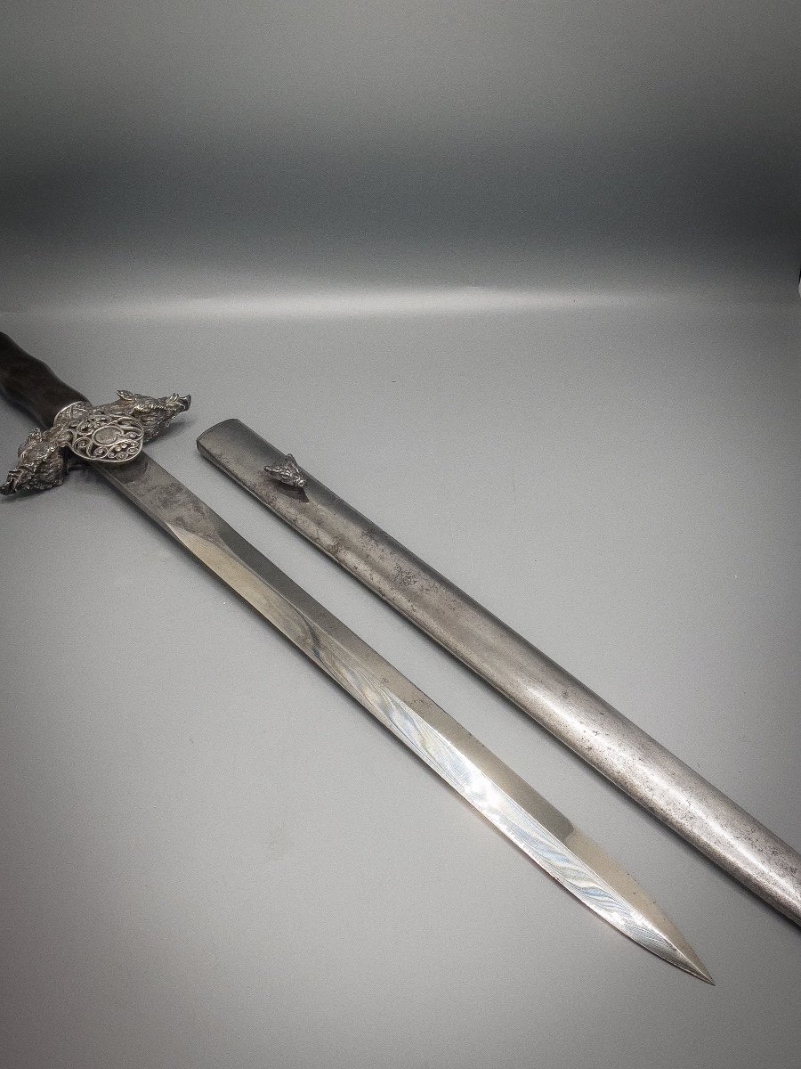 Dague De Chasse, Monture En Argent Massif-photo-6