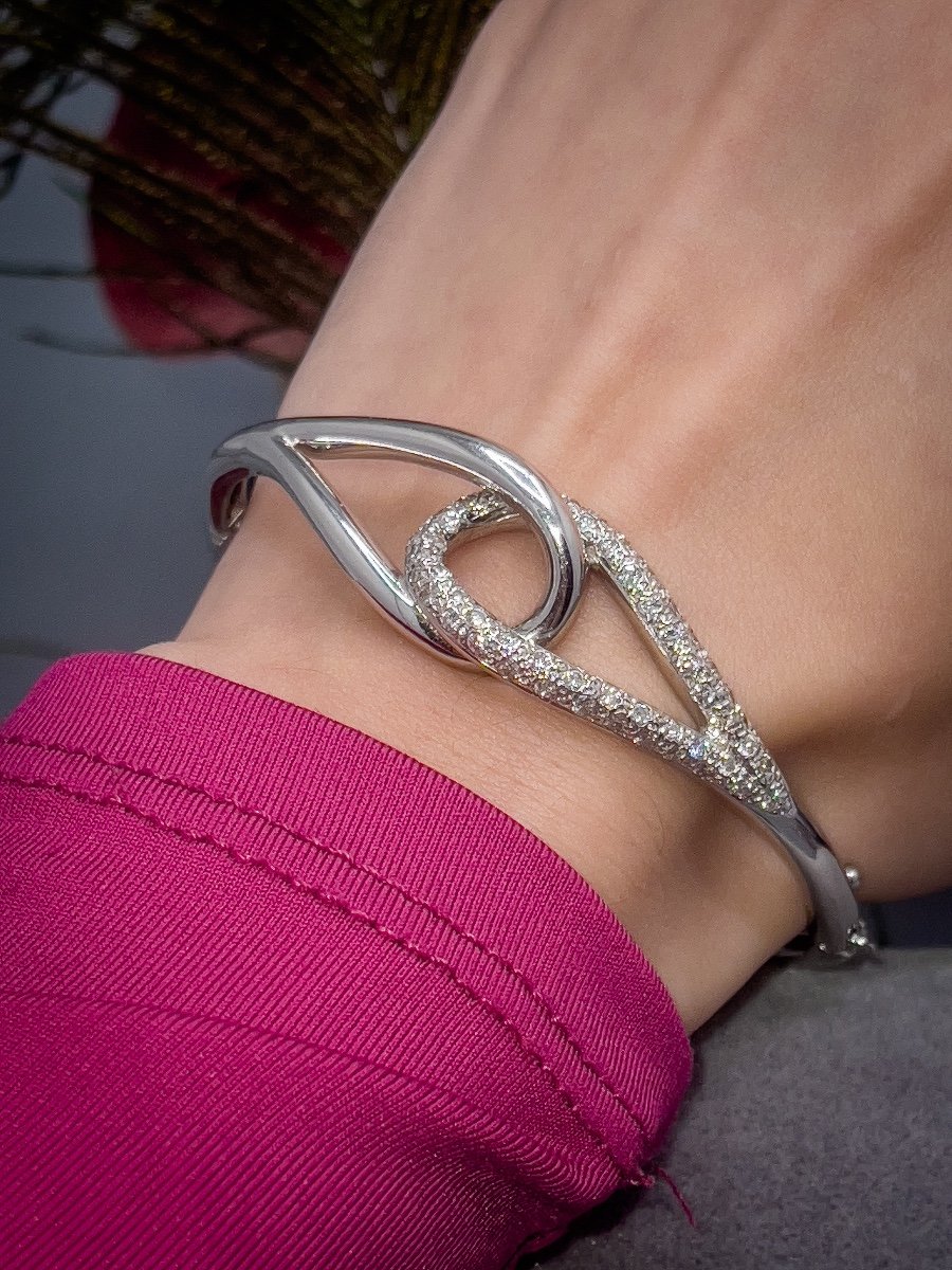 Rigid Bracelet In 18 K White Gold-photo-2