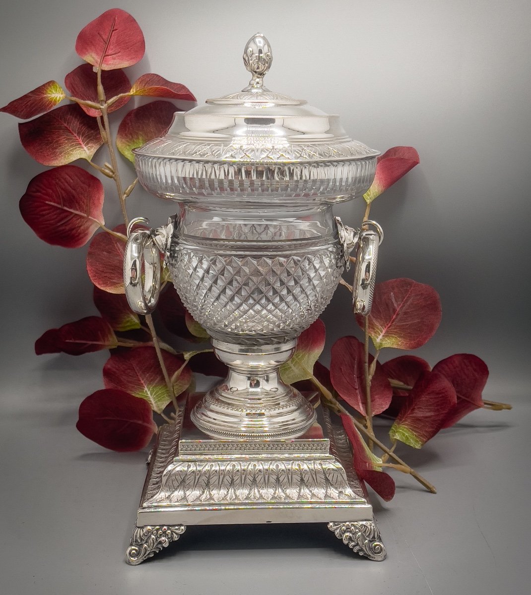Drageoir Cristal Et Argent 834/1000