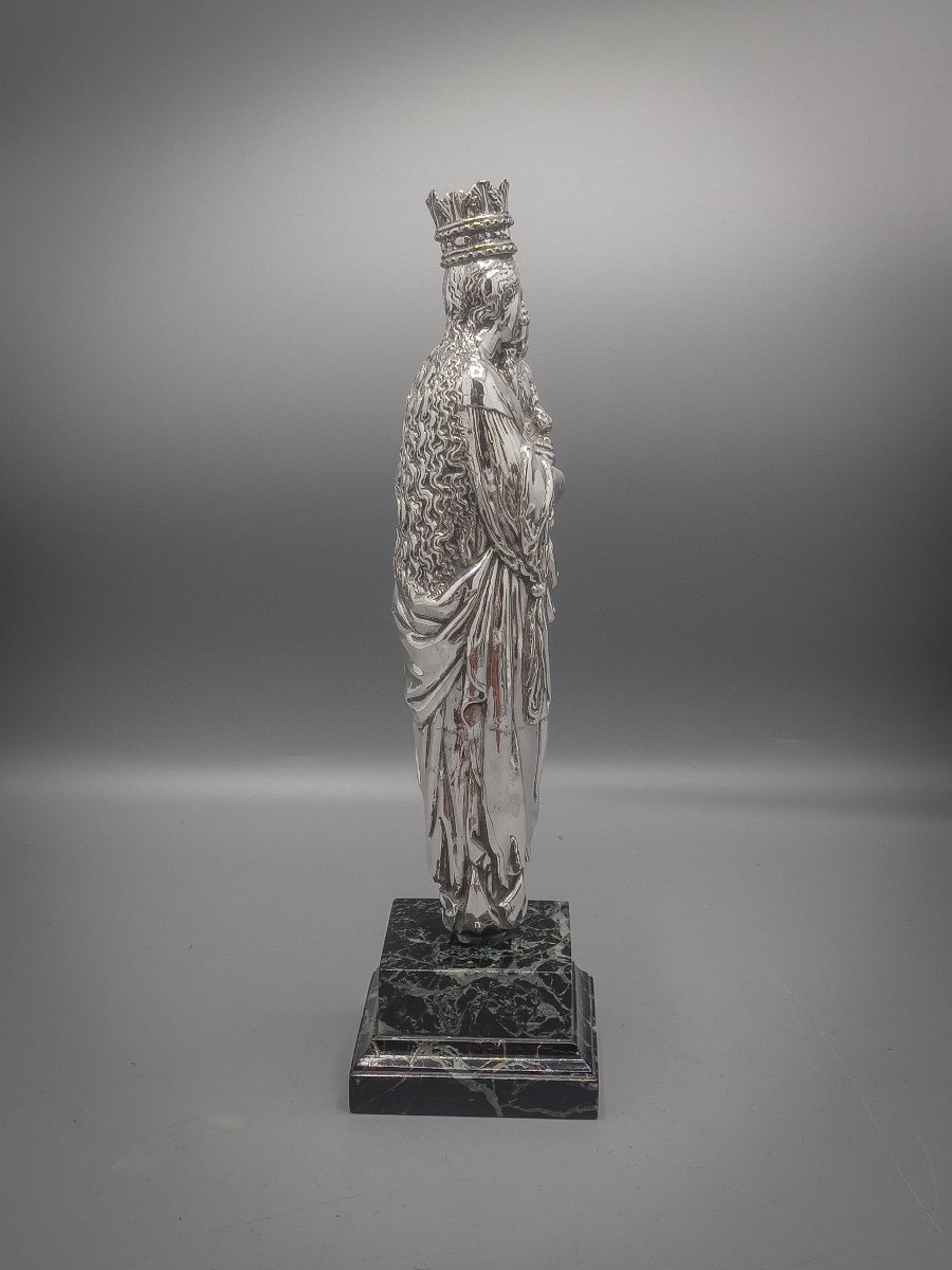 Virgin Crowned With The Child In Sterling Silver-photo-2