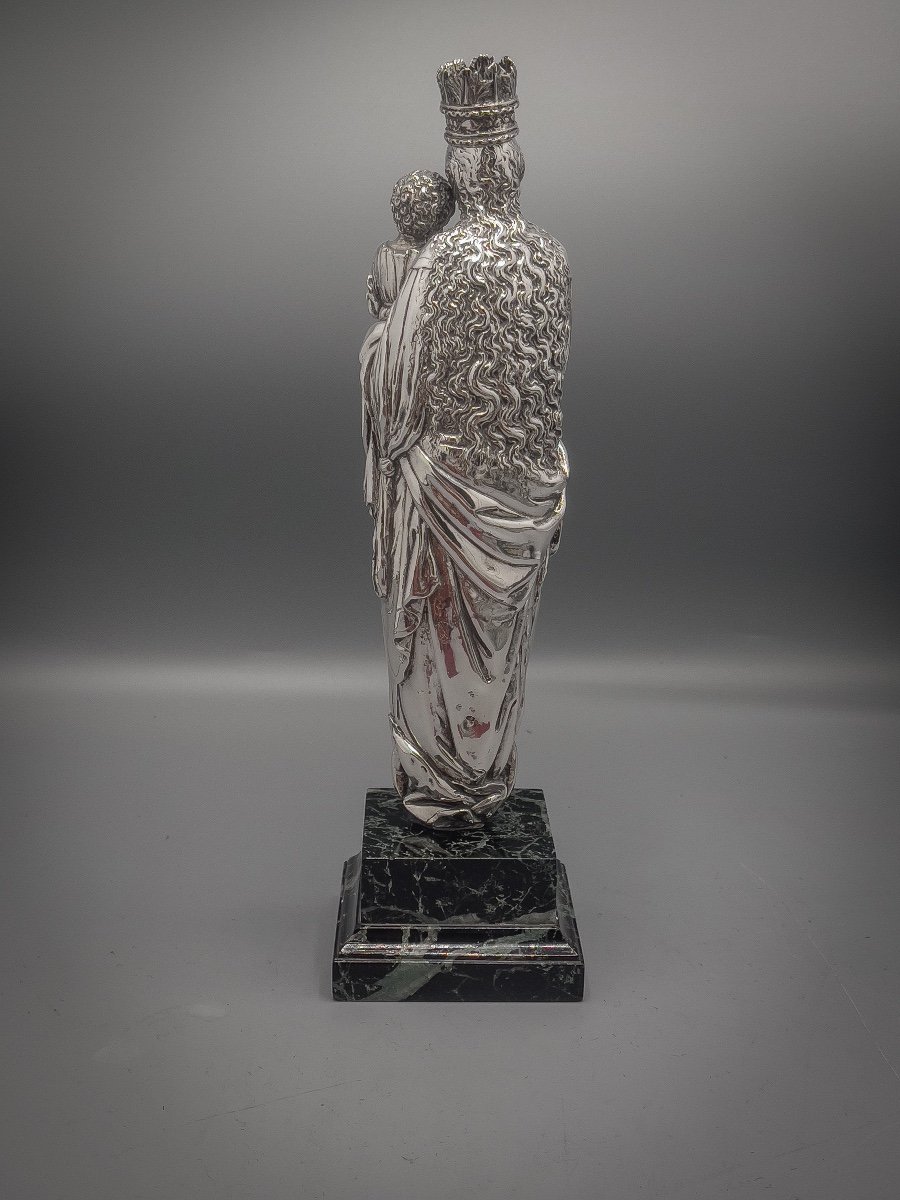 Virgin Crowned With The Child In Sterling Silver-photo-3