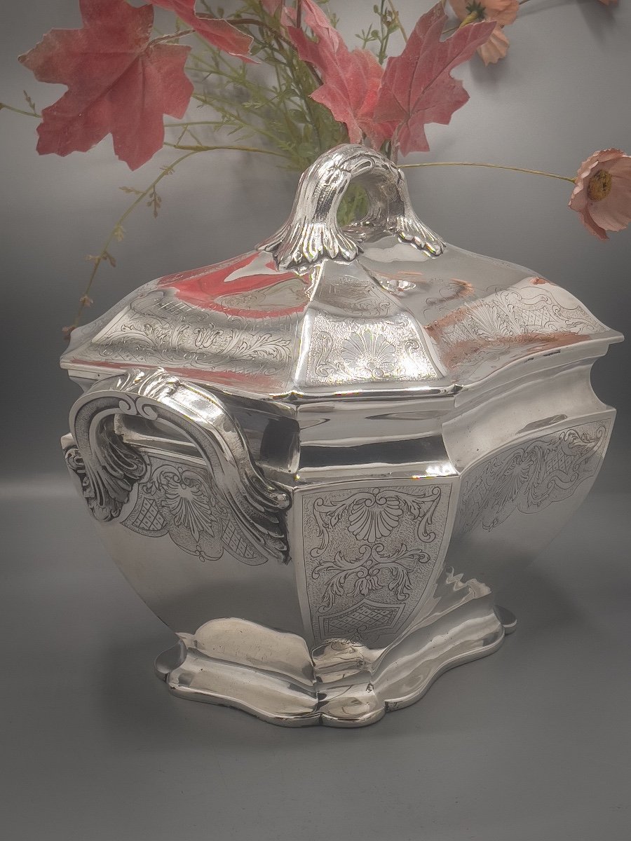 Belgian Tureen In Sterling Silver 800/1000-photo-3