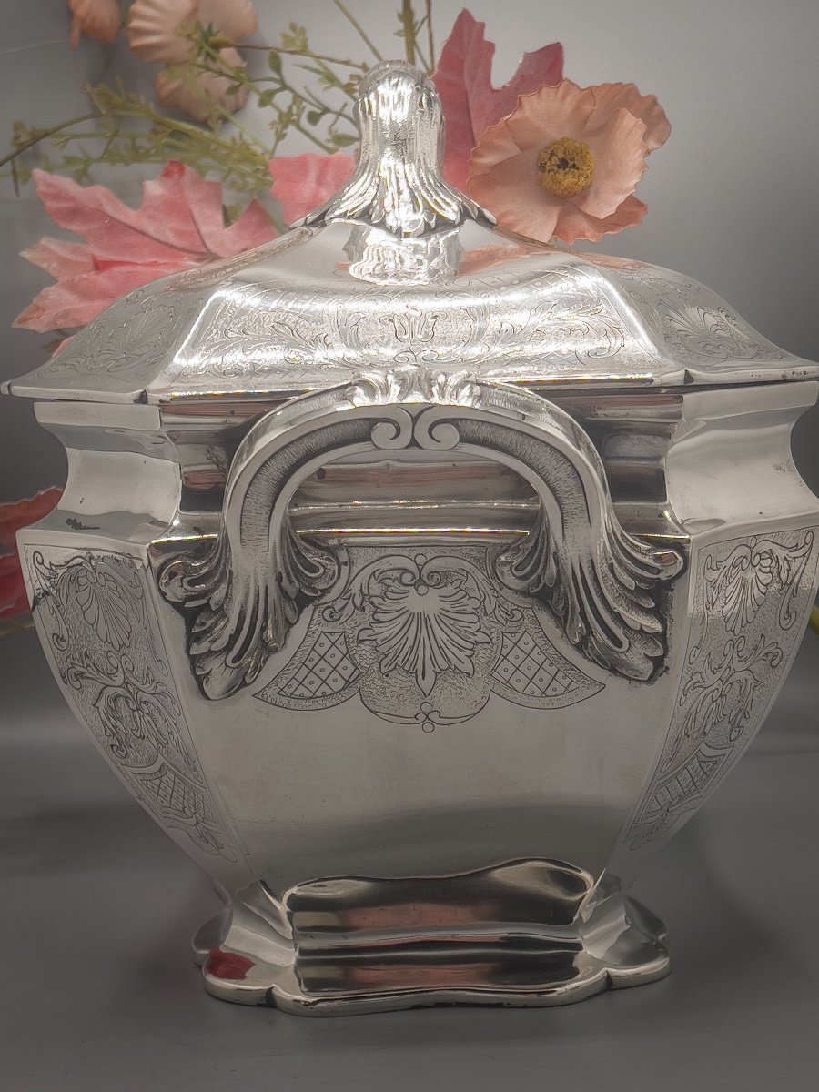 Belgian Tureen In Sterling Silver 800/1000-photo-4