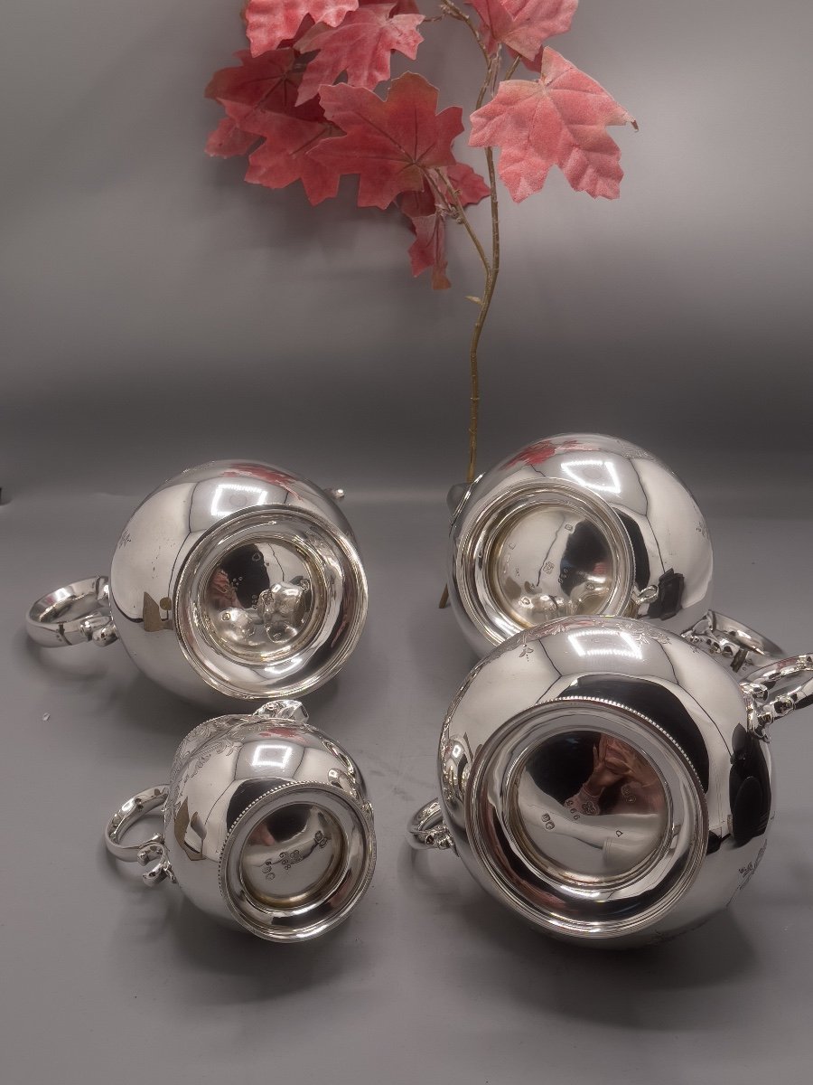 Superb Tea And Coffee Service In Sterling Silver 925/1000-photo-4