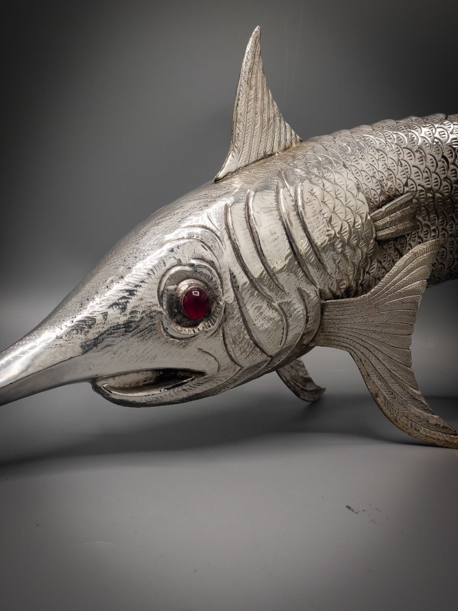 Impressive Articulated Swordfish In Silver Metal-photo-1