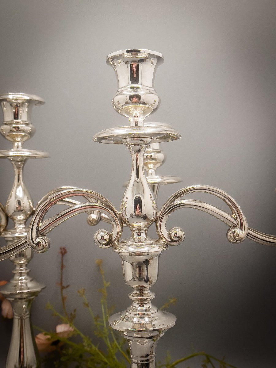 Christofle Pair Of Candelabra In Silver Metal-photo-4