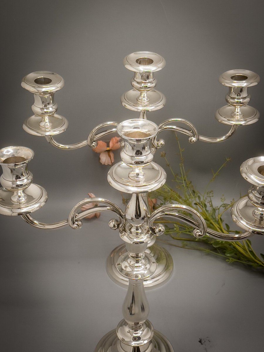 Christofle Pair Of Candelabra In Silver Metal-photo-2