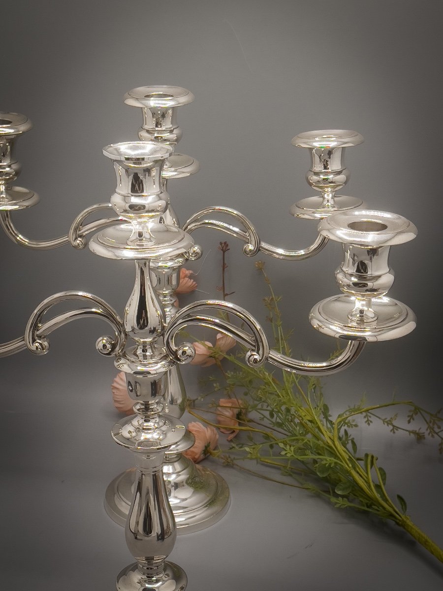 Christofle Pair Of Candelabra In Silver Metal-photo-6