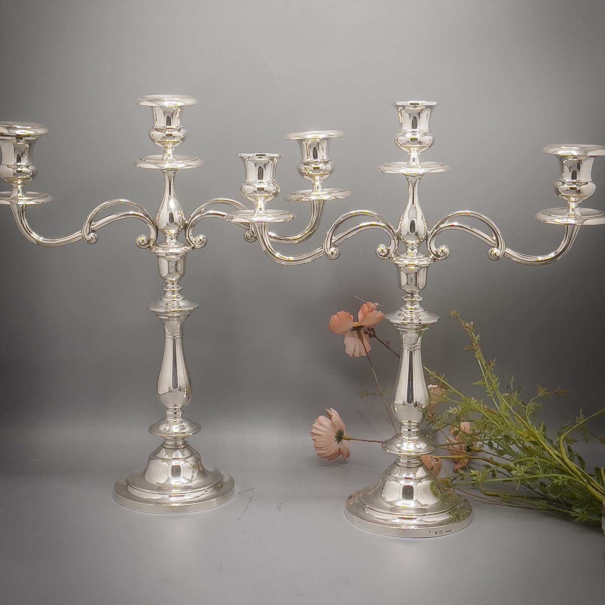 Christofle Pair Of Candelabra In Silver Metal