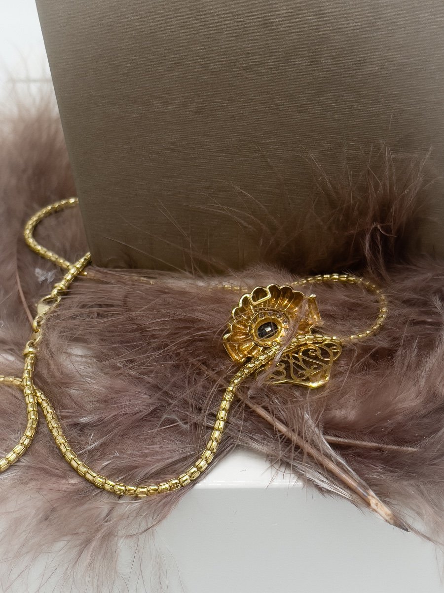 Collier Vintage Et Son Clip Or 18 Carats-photo-3