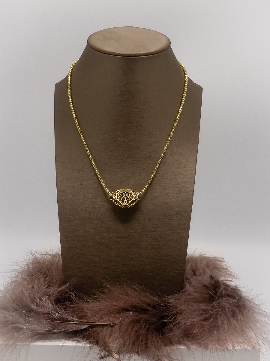 Collier Vintage Et Son Clip Or 18 Carats-photo-8