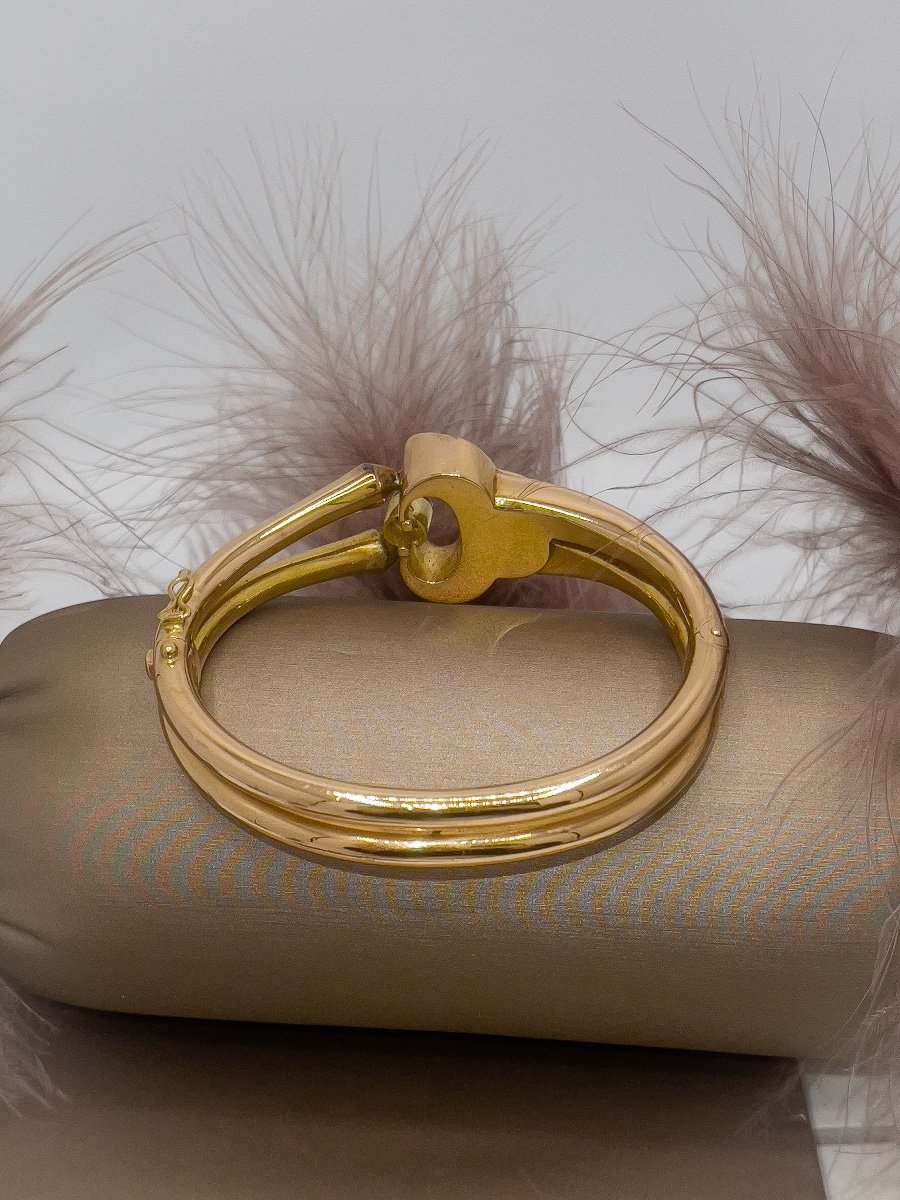 Bracelet Jonc En Or 18 Carat Sertie D’un Diamant-photo-1