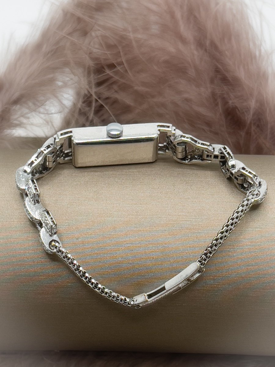 Superb Art Deco Platinum Watch Set With 85 Diamonds-photo-5