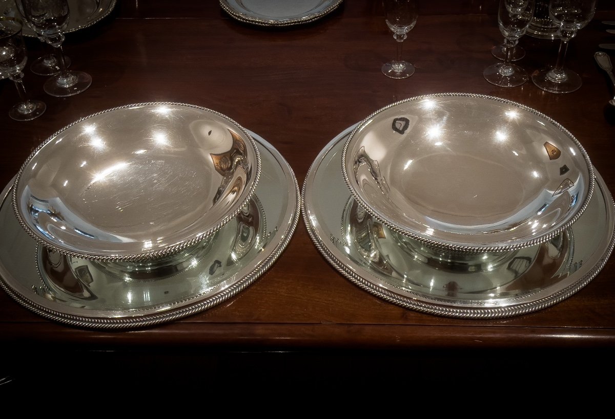Wolfers Paire D’imposant Centres De Table Modèle « corde Marine » -photo-2