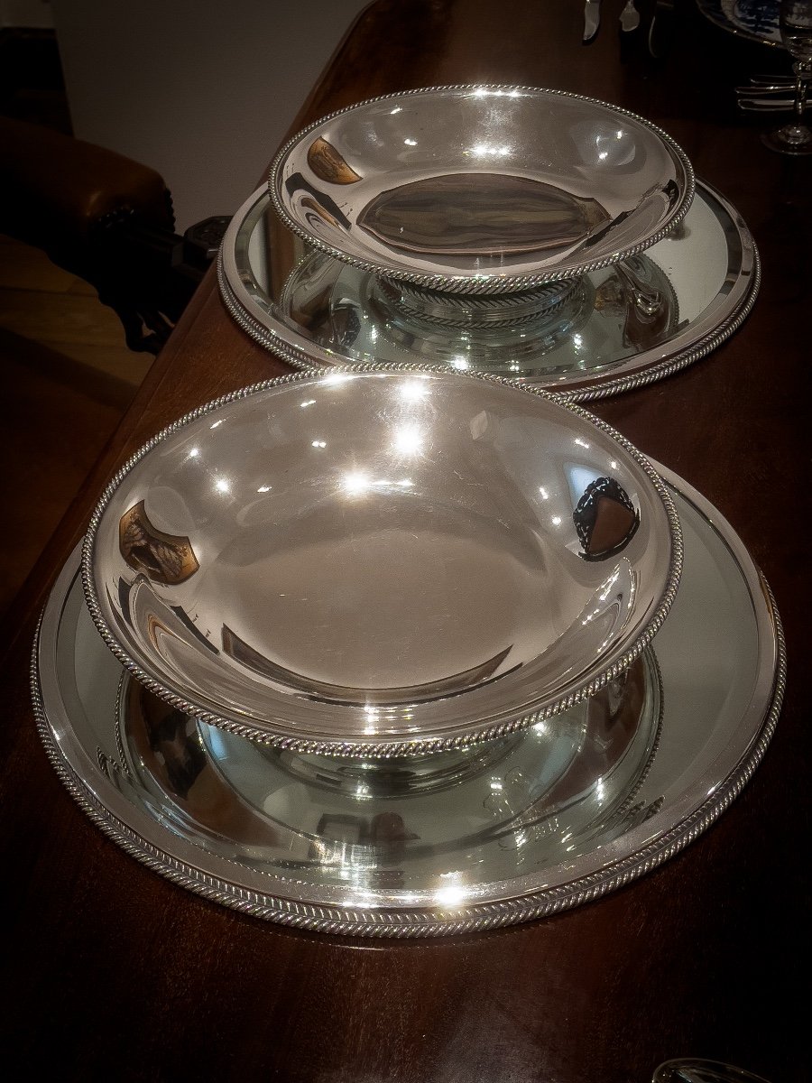 Wolfers Paire D’imposant Centres De Table Modèle « corde Marine » -photo-4