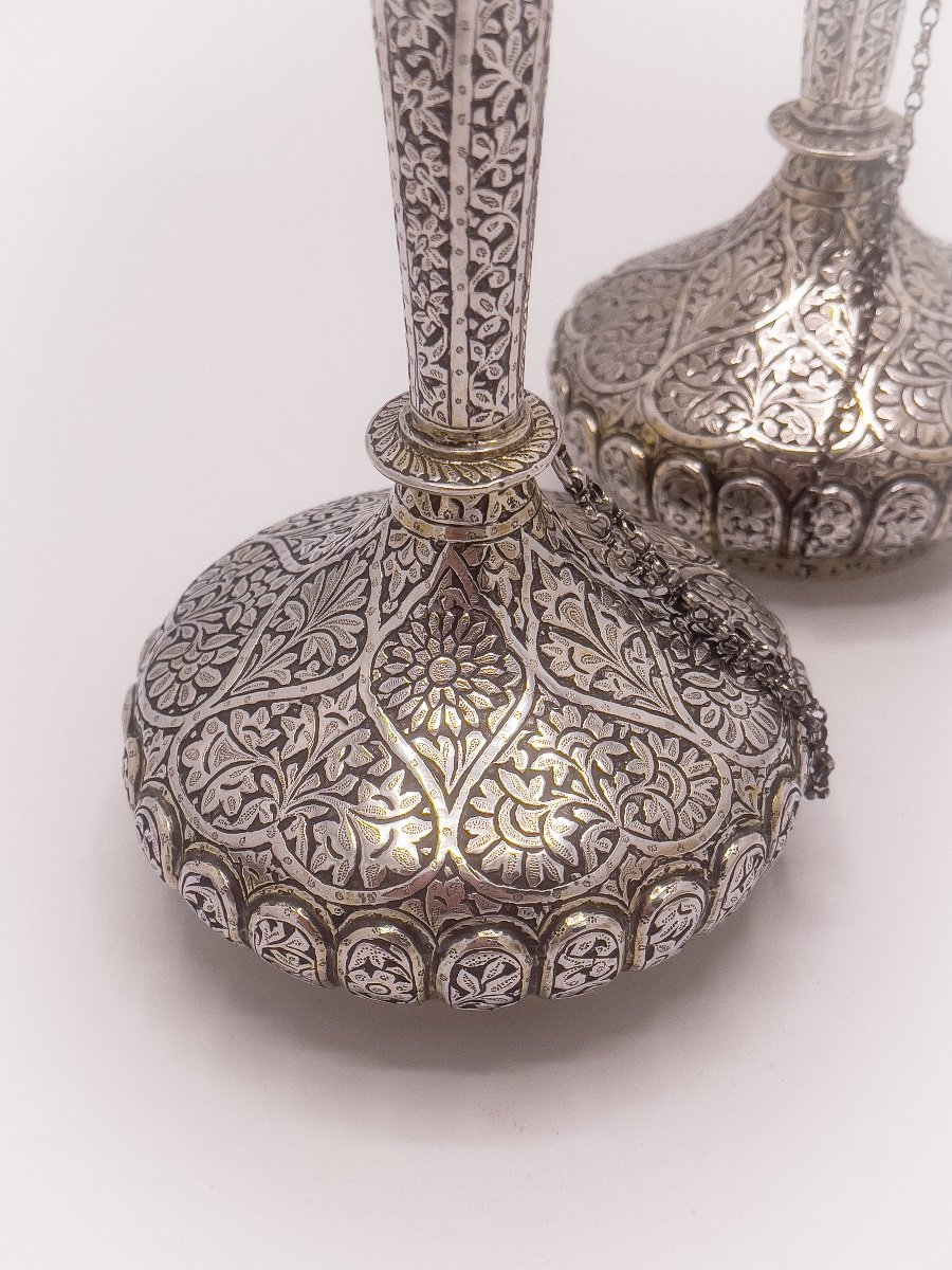Pair Of Perfume Bottles For Rose Water In Sterling Silver-photo-3