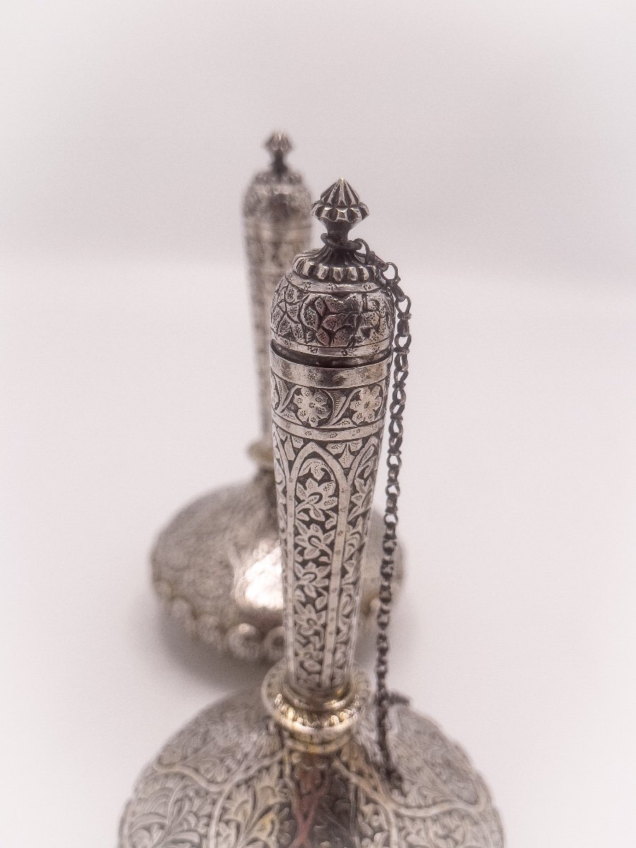 Pair Of Perfume Bottles For Rose Water In Sterling Silver-photo-4