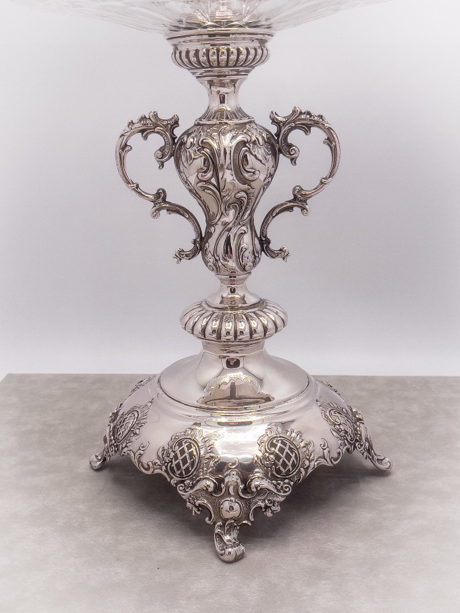 Epergne Center Table Crystal And Sterling Silver-photo-2