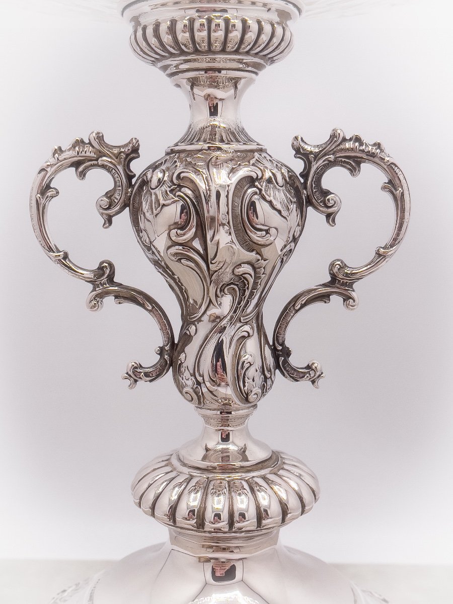 Epergne Center Table Crystal And Sterling Silver-photo-4