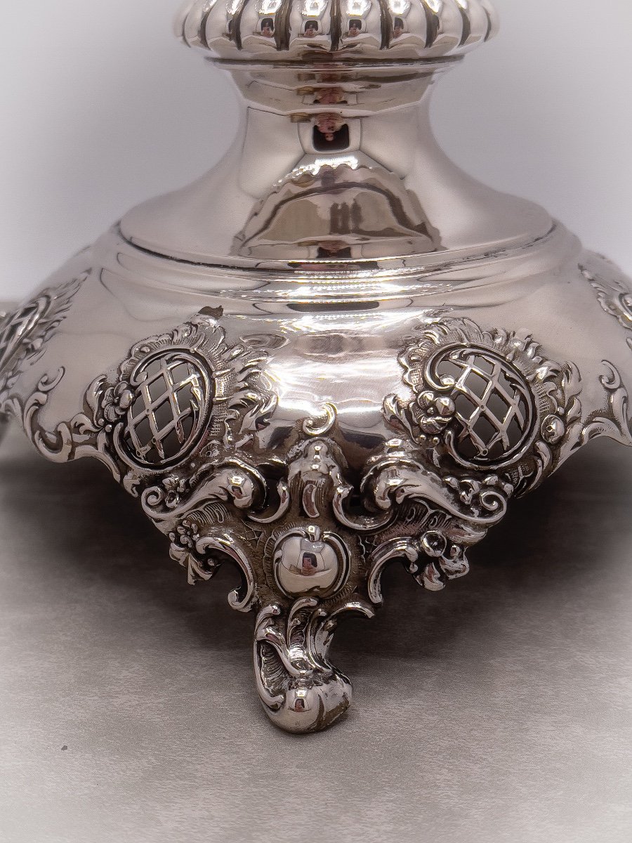 Epergne Center Table Crystal And Sterling Silver-photo-5