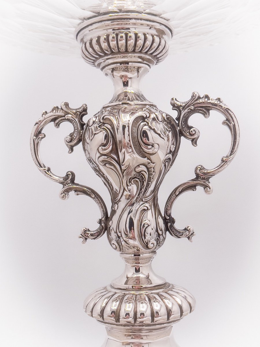 Epergne Center Table Crystal And Sterling Silver-photo-6