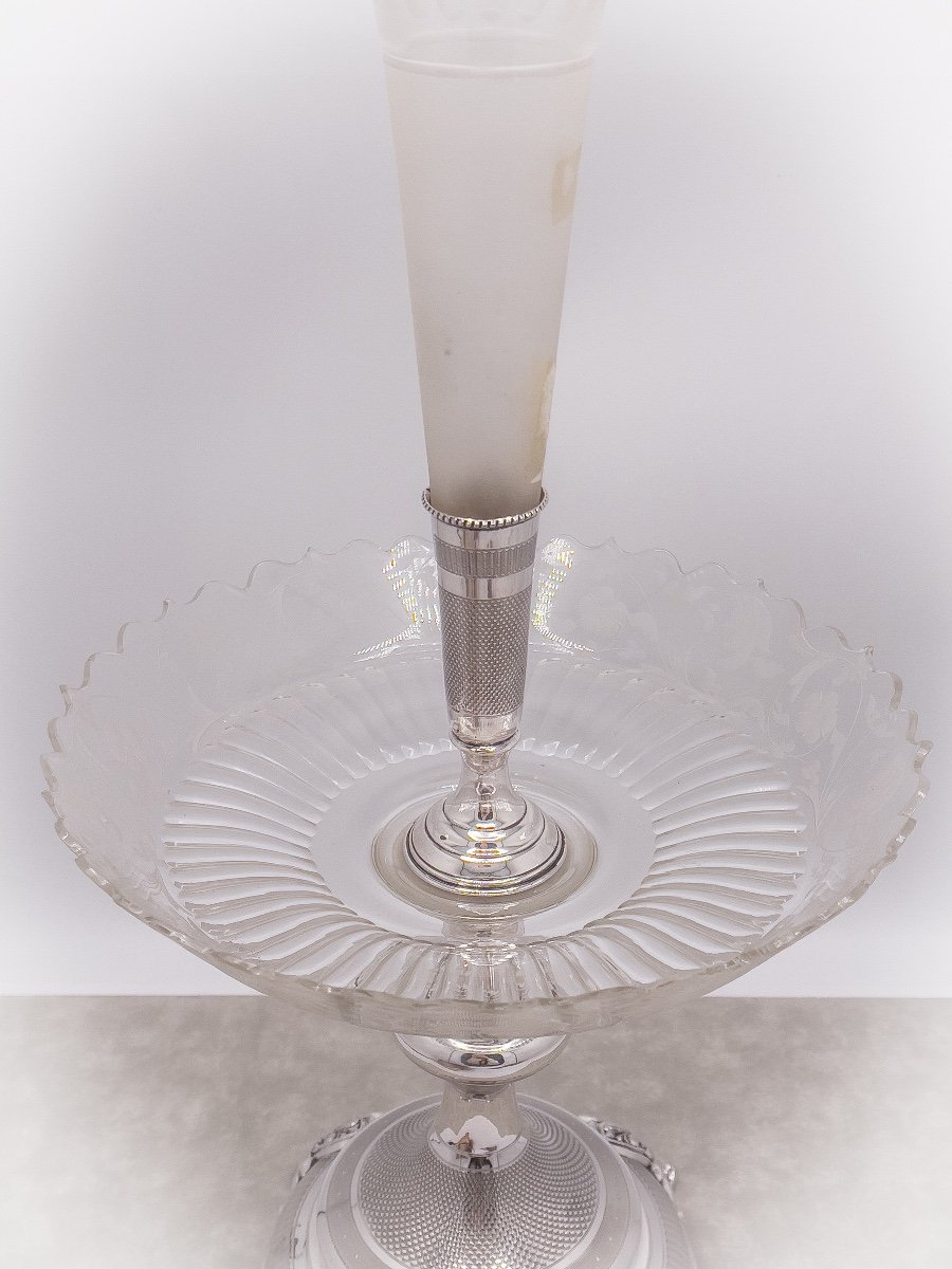 Epergne Center Table Crystal And Sterling Silver 800/1000-photo-4