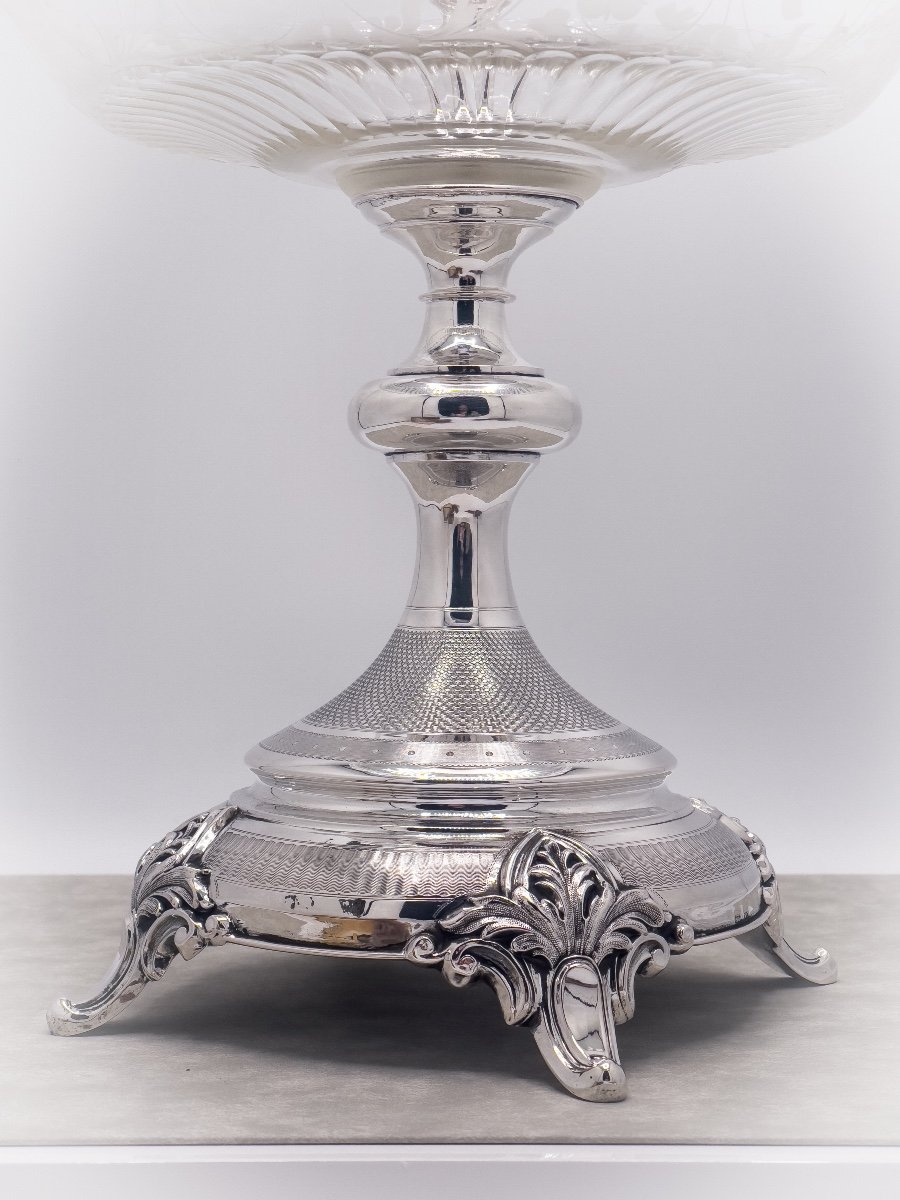Epergne Center Table Crystal And Sterling Silver 800/1000-photo-3