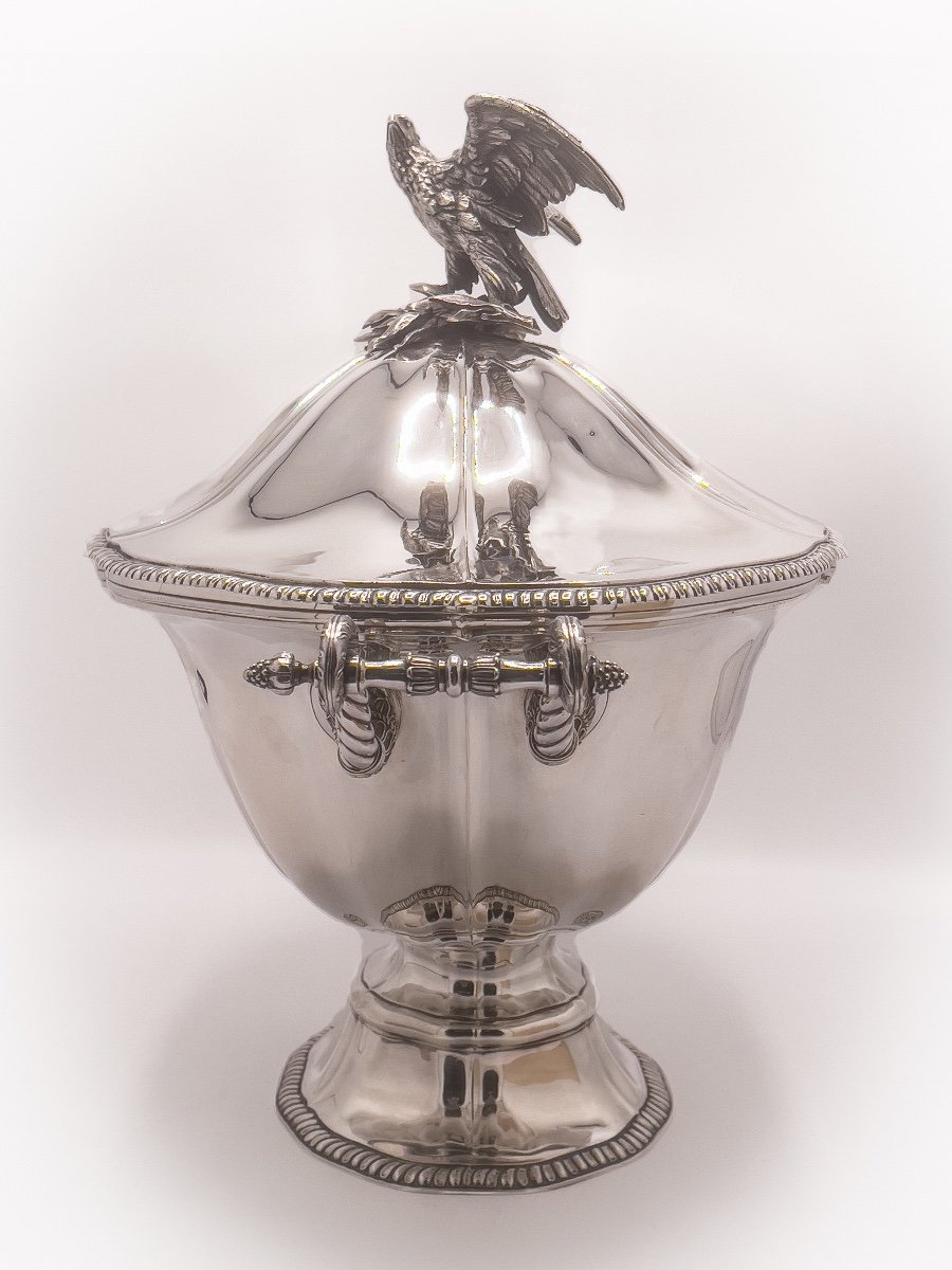 Spectacular Tureen In Silver 1 And Title 934/1000-photo-3