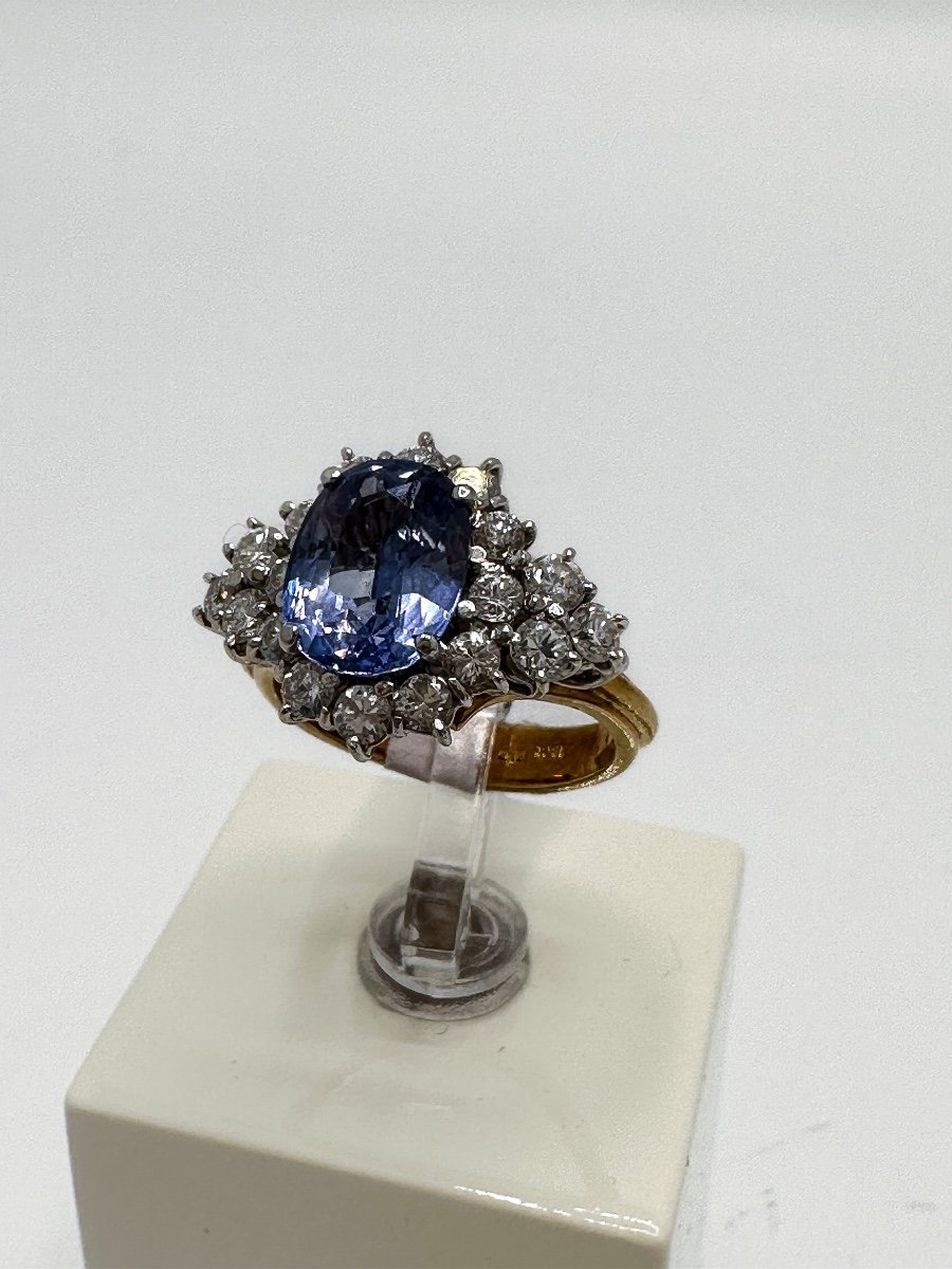 Vintage Ring, Year 70 In White Gold Set In Its Center With A Beautiful Sapphire-photo-4