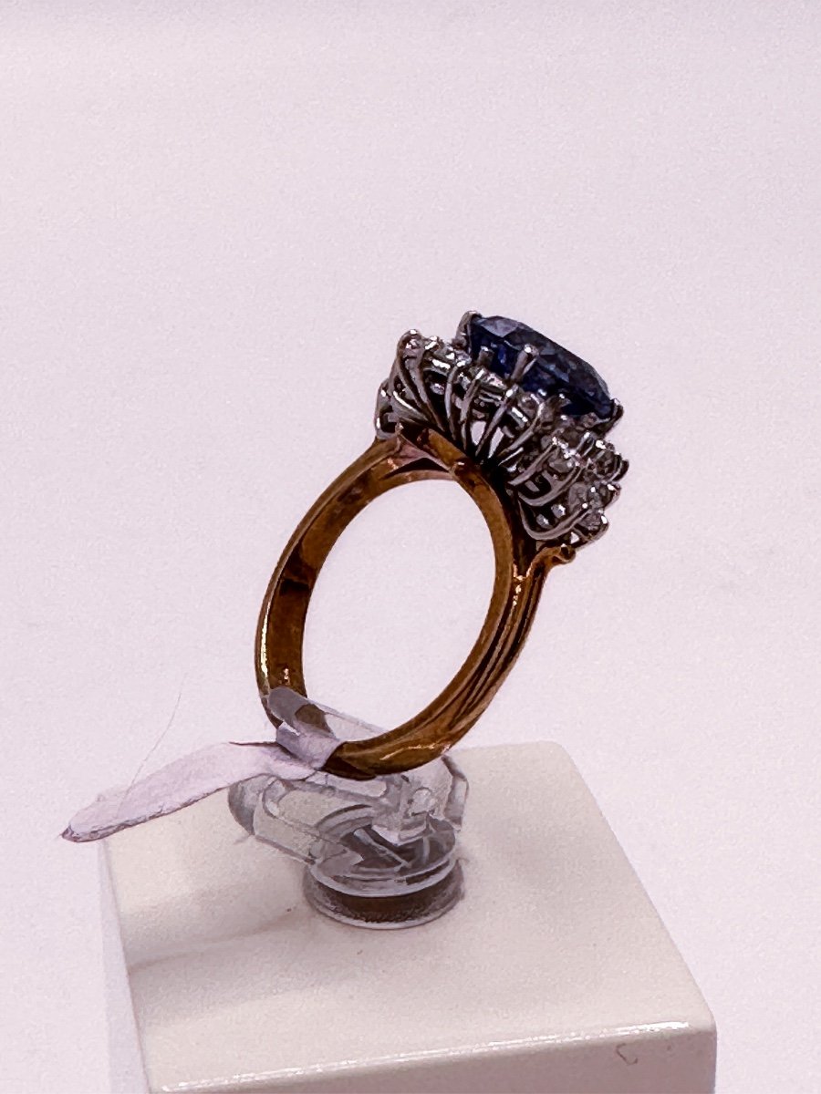 Vintage Ring, Year 70 In White Gold Set In Its Center With A Beautiful Sapphire-photo-3