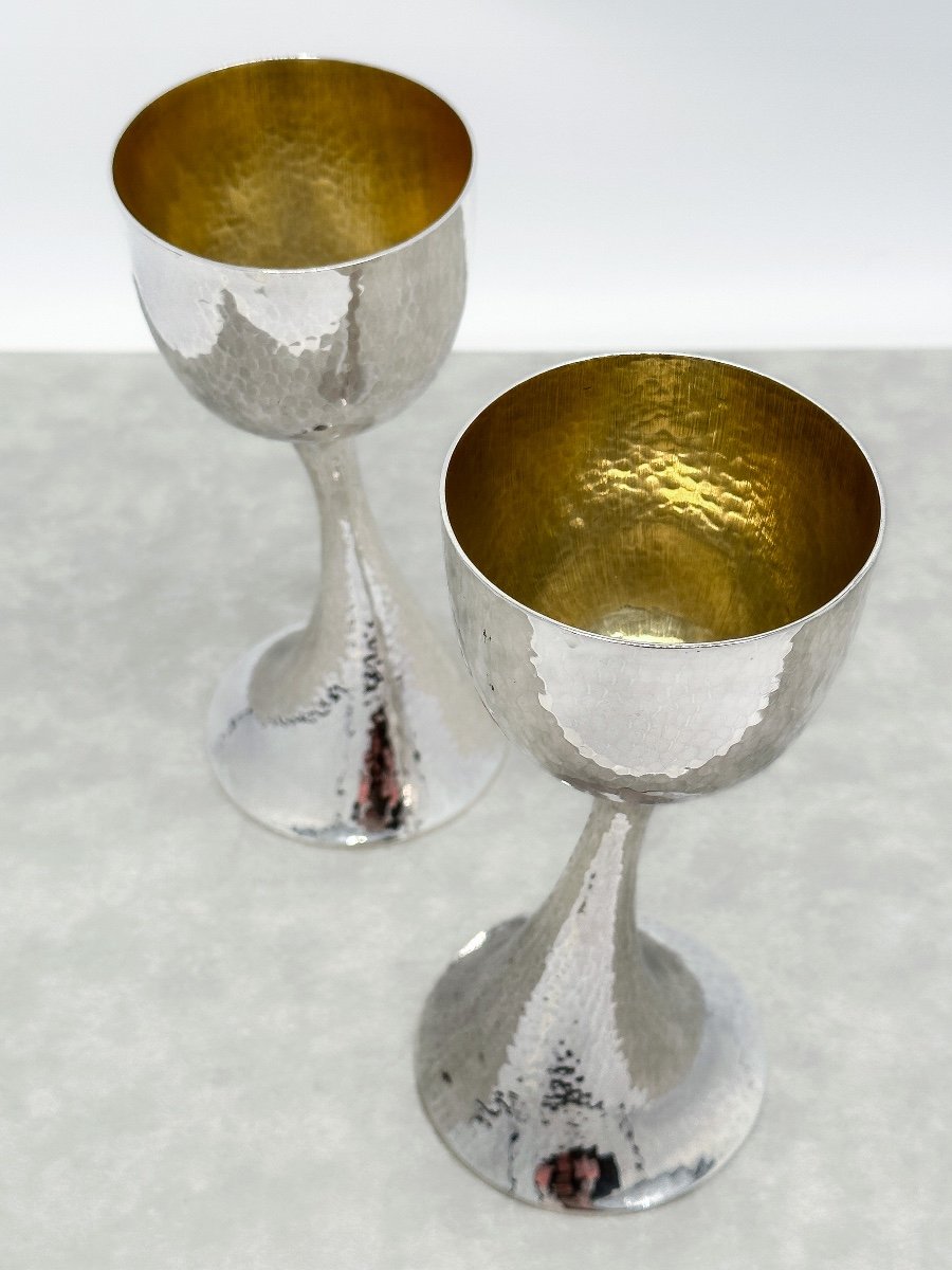 Allan Scharff 1977, Superb Pair Of Champagne Coupes-photo-5