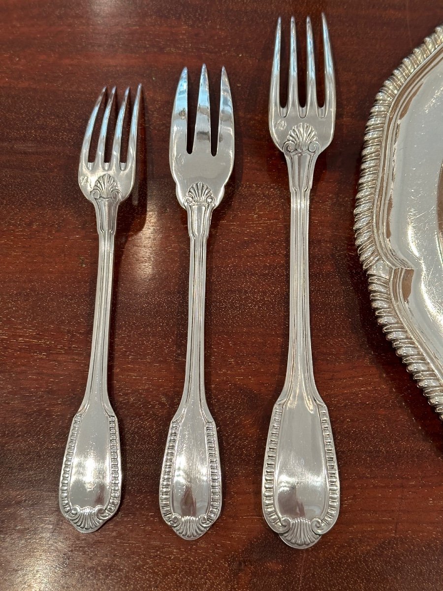 Boulanger Ménagère Pour 12 Personnes En Argent Masssif 950/1000-photo-4