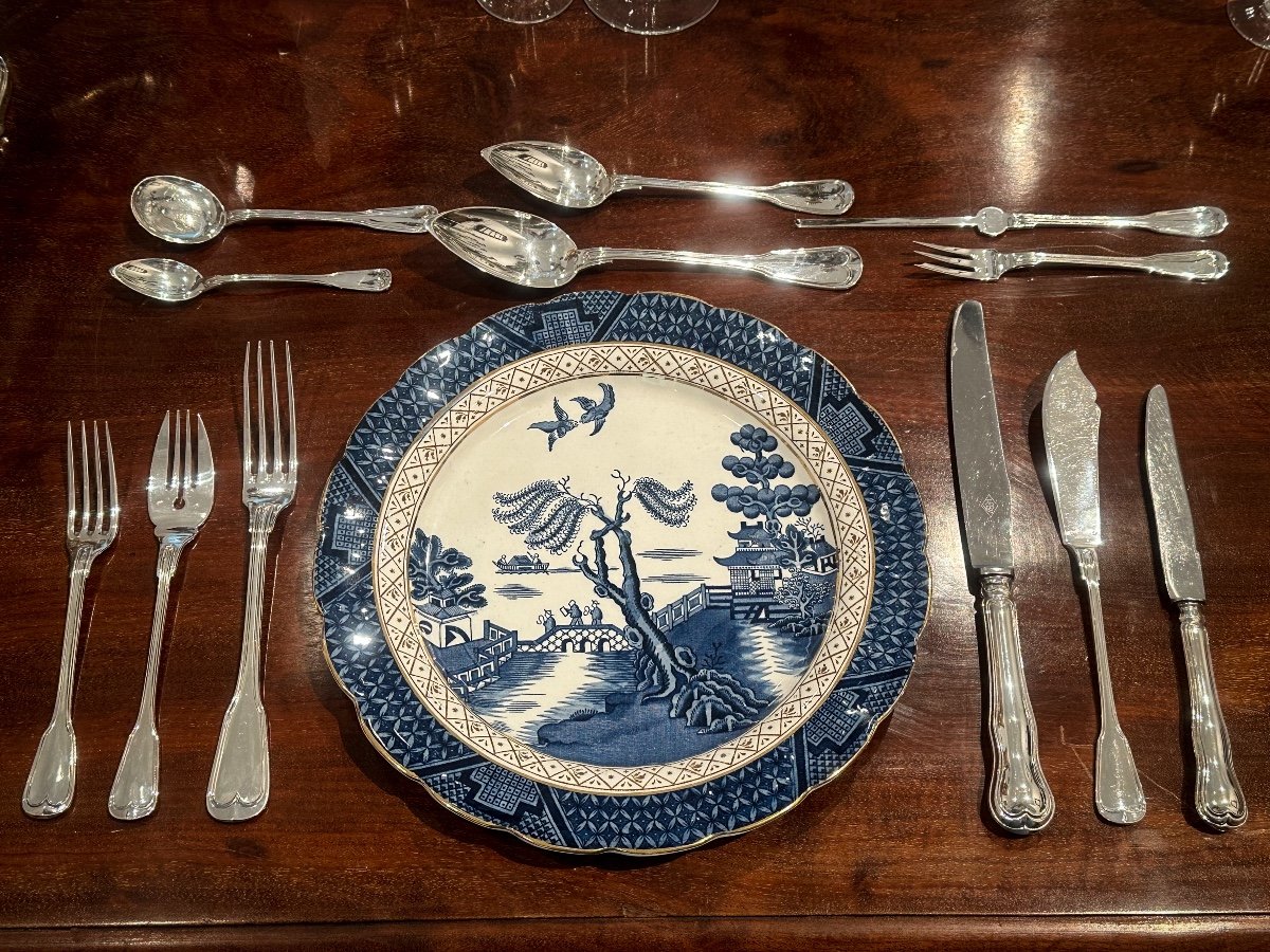 Lemaire & Vernisy “net” Model Cutlery Set In Sterling Silver