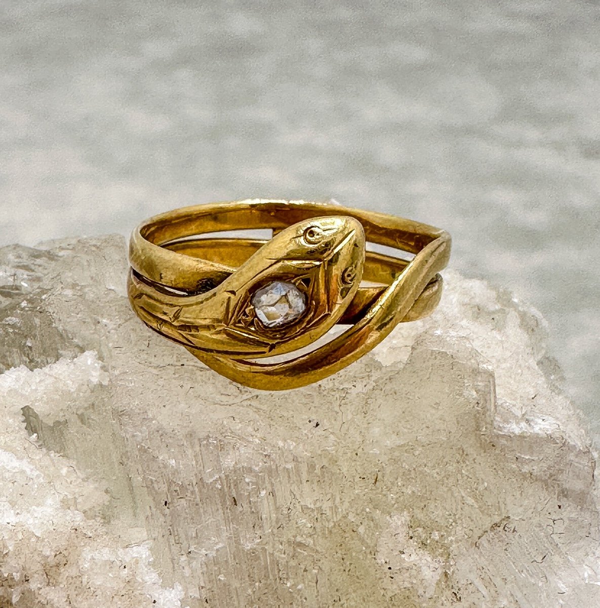 Napoleon III Period Snake Ring In 18 K Gold-photo-2