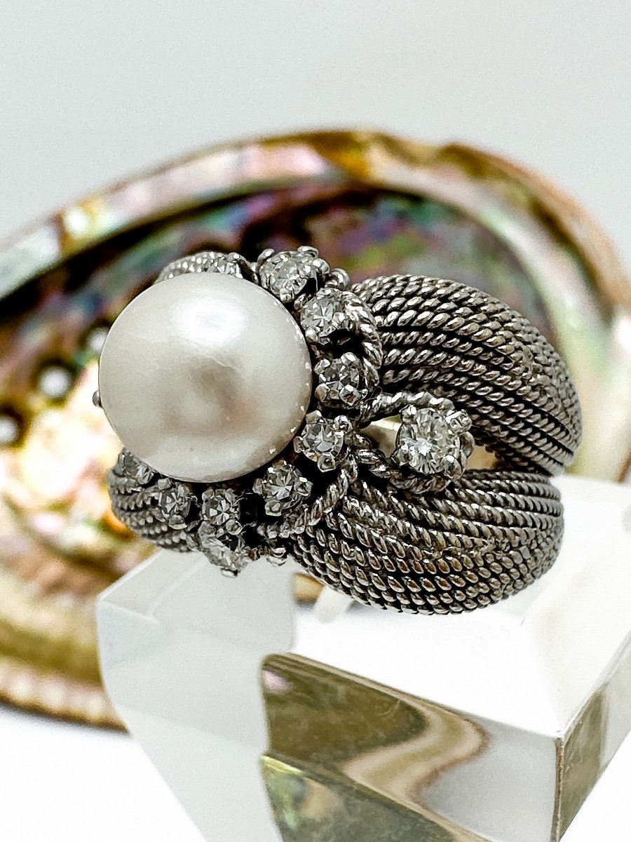 18-carat White Gold Cocktail Ring Set With Diamonds-photo-3