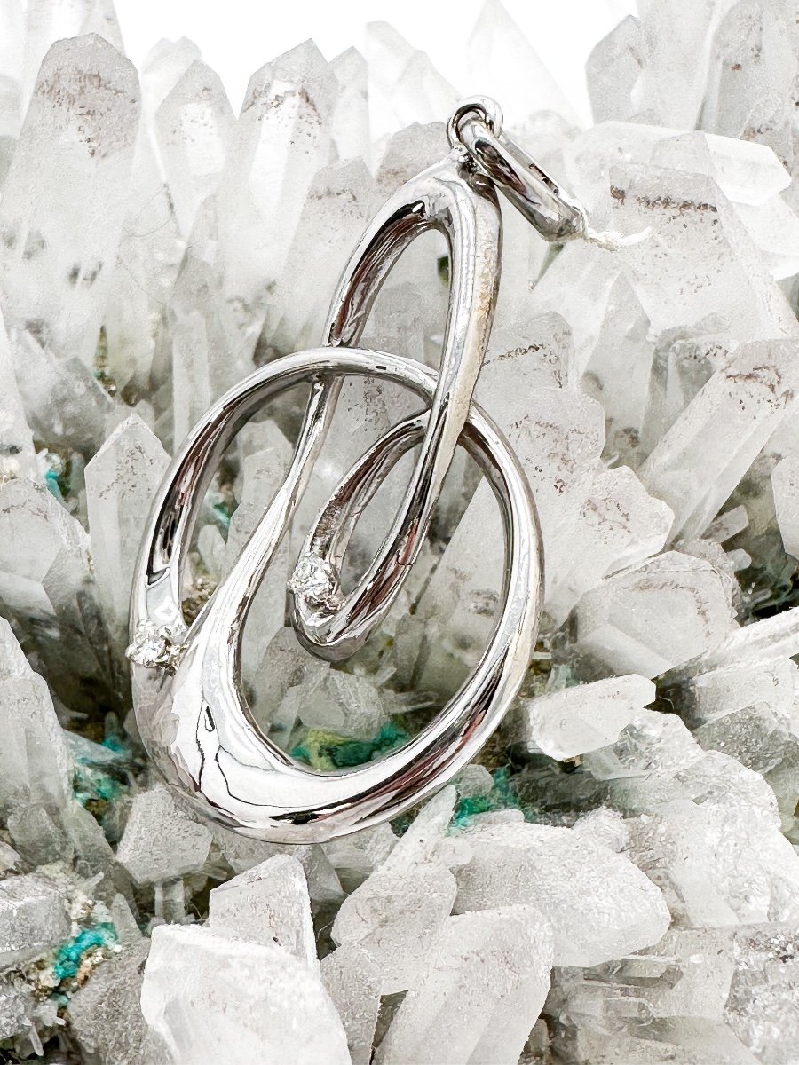 Art Nouveau Style 18 K White Gold Pendant-photo-3