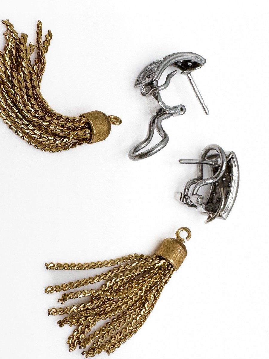 Pair Of Pendant Earrings In 18 K Yellow And White Gold-photo-5