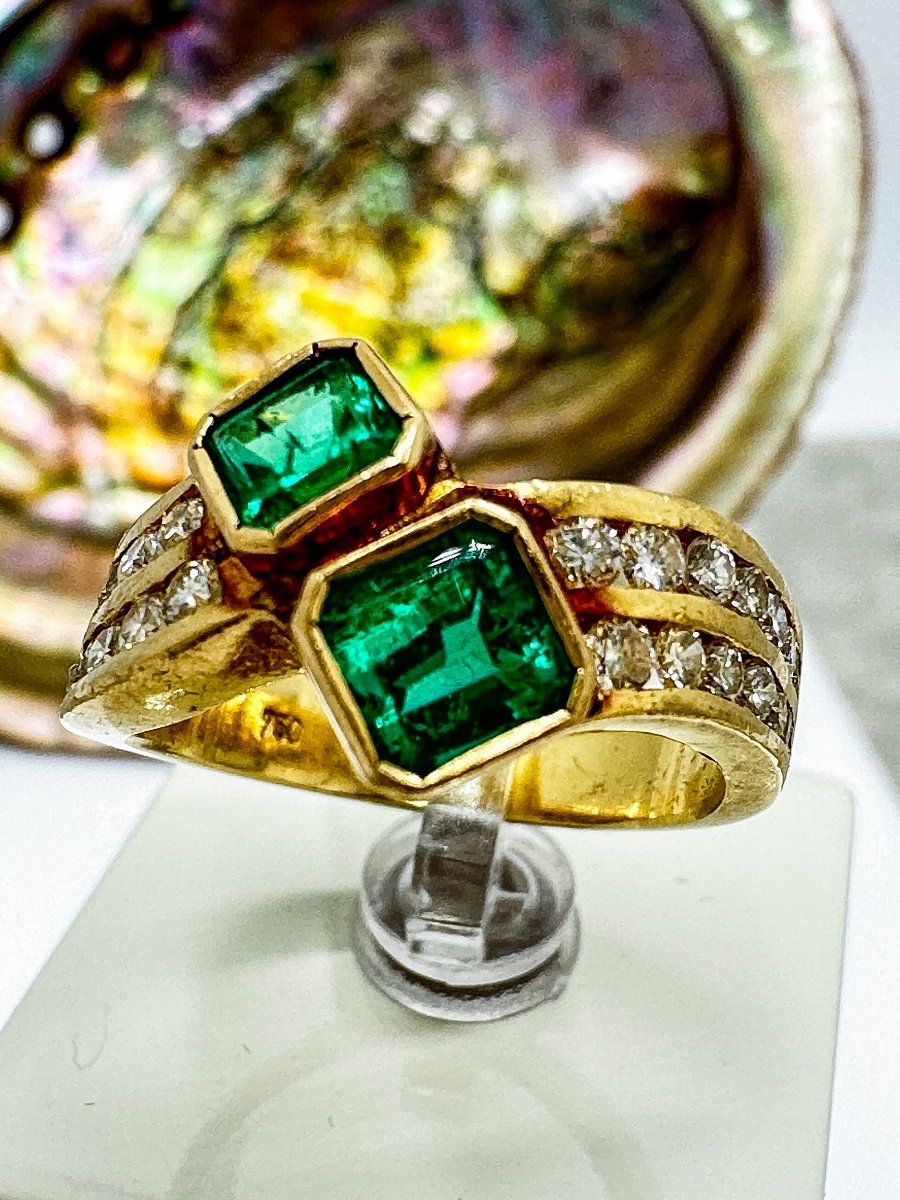 Vintage Ring Set With Two Colombian Emeralds-photo-2