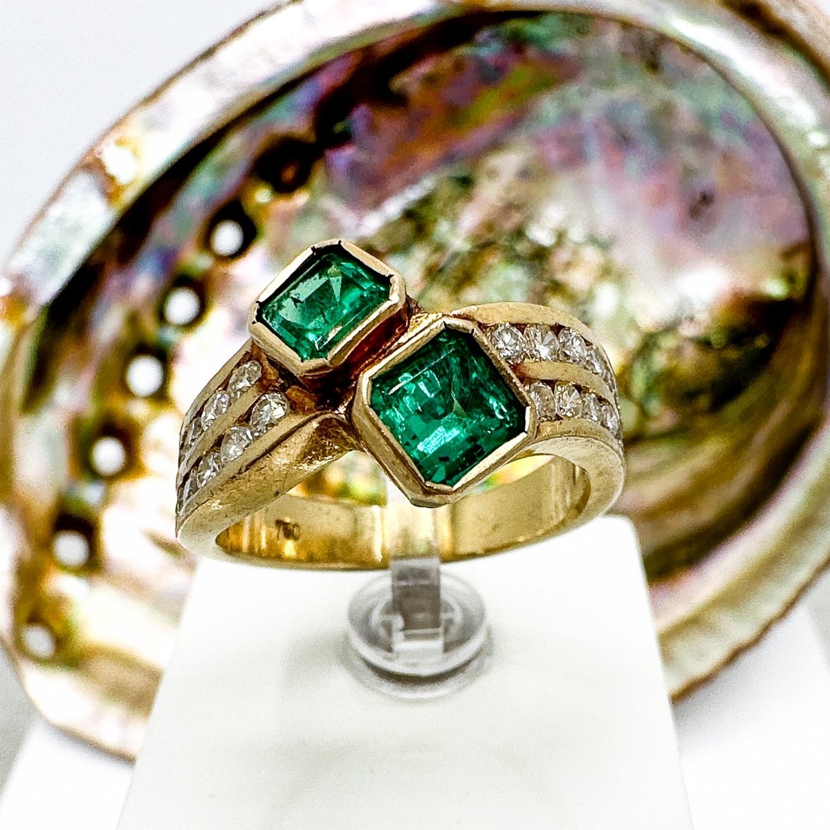 Vintage Ring Set With Two Colombian Emeralds