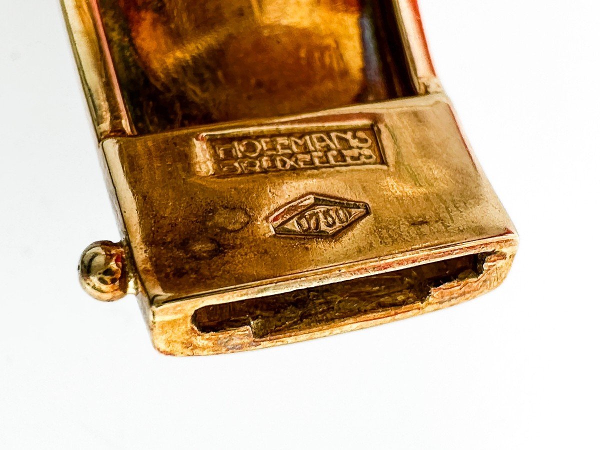 Holemans, Rigid Bracelet In 18 Kt Yellow Gold Enamelled-photo-2
