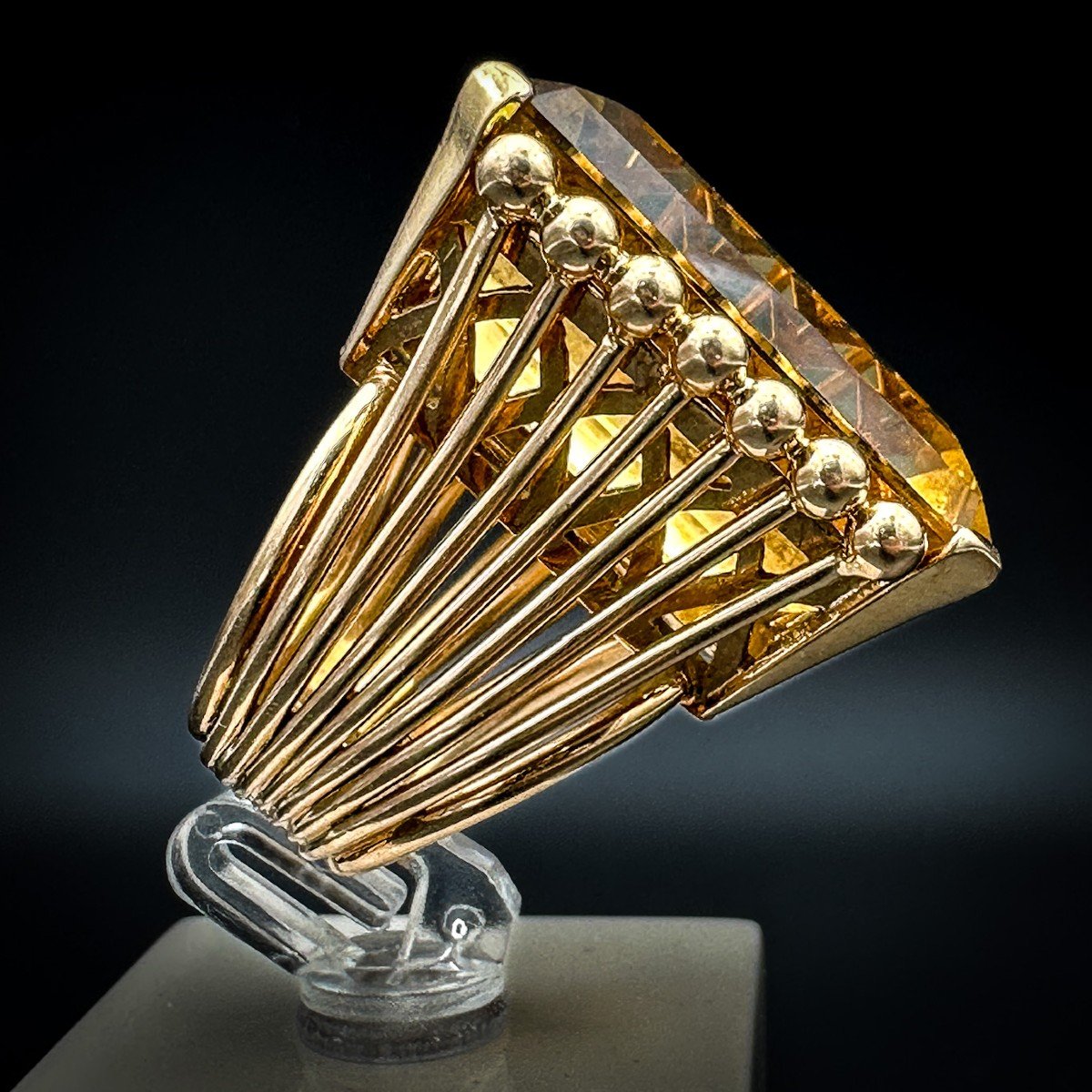 Bague Cocktail En Or Jaune 18k, Sertie D’une Importante Citrine-photo-3