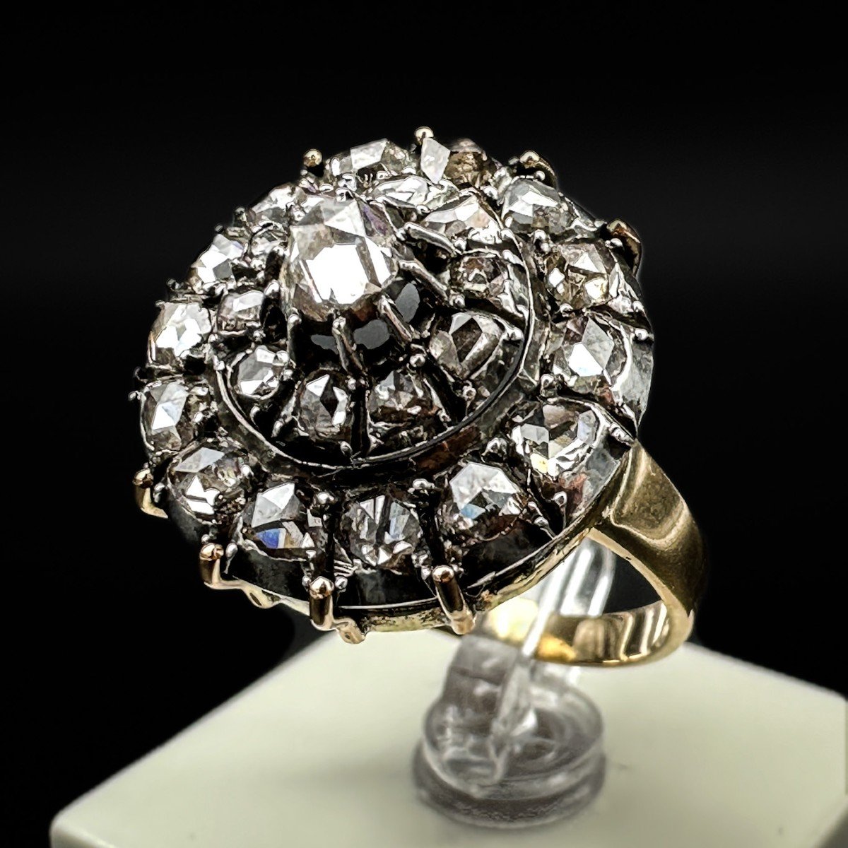 Flemish Ring Early 19th, Set With Rose Cut Diamonds-photo-2