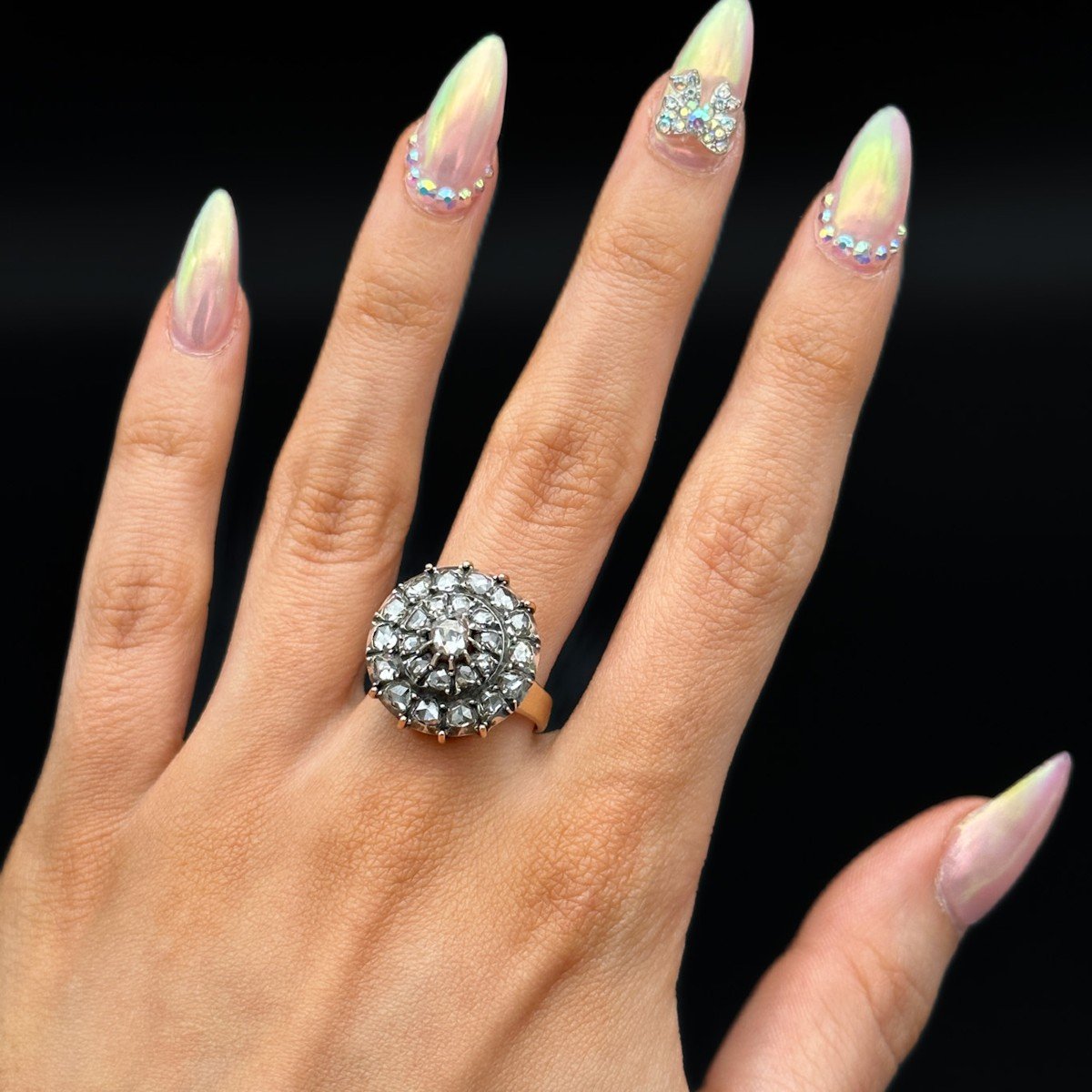 Flemish Ring Early 19th, Set With Rose Cut Diamonds-photo-4